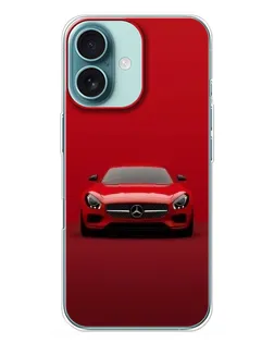 Чехол для iPhone 16 Plus с картинкой «Красный Mercedes AMG»