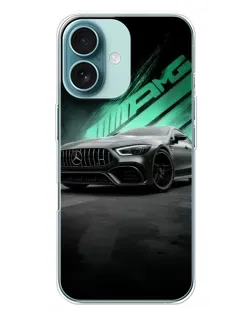 Чехол для iPhone 16 Plus с картинкой «Темный Mercedes AMG»