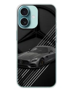Чехол для iPhone 16 Plus с картинкой «Mercedes AMG — графика»