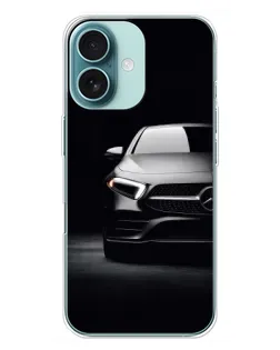 Чехол для iPhone 16 Plus с картинкой «Свет фар Mercedes»