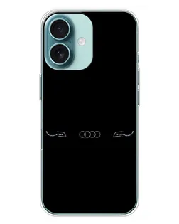Чехол для iPhone 16 Plus с картинкой «Audi — световой подпись»