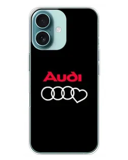 Чехол для iPhone 16 Plus с картинкой «Логотип Audi Heart»