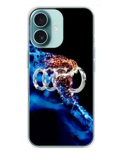Чехол для iPhone 16 Plus с картинкой «Энергия лого Audi»