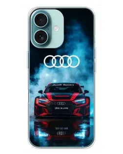 Чехол для iPhone 16 Plus с картинкой «Audi Sport — неон»