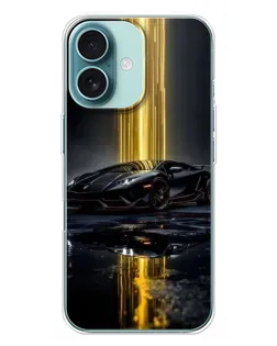 Чохол для iPhone 16 Plus з картинкою «Нічний Lamborghini драйв»