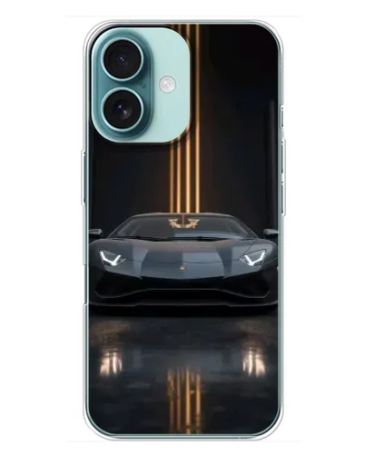 Чохол для iPhone 16 Plus з картинкою «Lamborghini золоті лінії»