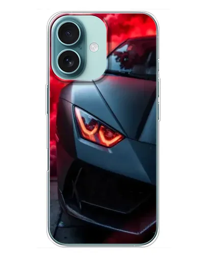 Чохол для iPhone 16 Plus з картинкою «Lamborghini червоне сяйво»