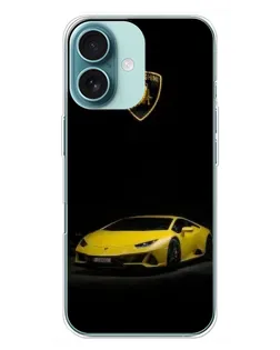 Чохол для iPhone 16 Plus з картинкою «Lamborghini жовтий акцент»