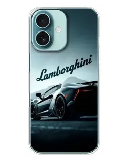 Чохол для iPhone 16 Plus з картинкою «Класичний Lamborghini надпис»