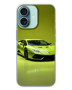 Чохол для iPhone 16 Plus з картинкою «Салатовий Lamborghini Huracan»