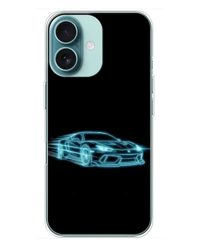 Чохол для iPhone 16 Plus з картинкою «Неоновий контур Lamborghini»