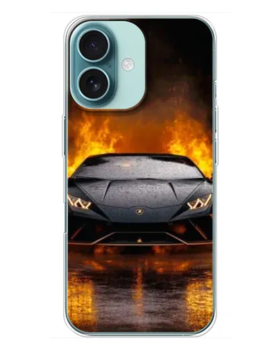 Чохол для iPhone 16 Plus з картинкою «Lamborghini у вогні»