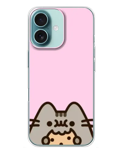 Чехол для iPhone 16 Plus с картинкой «Pusheen и печенье»