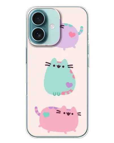 Чехол для iPhone 16 Plus с картинкой «Pusheen трио»
