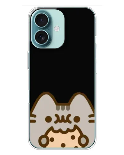 Чехол для iPhone 16 Plus с картинкой «Пушин на черном»