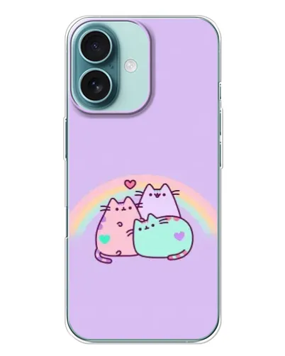 Чехол для iPhone 16 Plus с картинкой «Радужные Пушины»