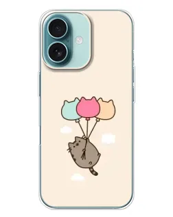 Чехол для iPhone 16 Plus с картинкой «Пушин на шариках»