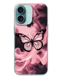 Чехол для iPhone 16 Plus с картинкой «Бабочка в дыму»