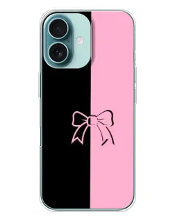 Чехол для iPhone 16 Plus с картинкой «Половинки банта»