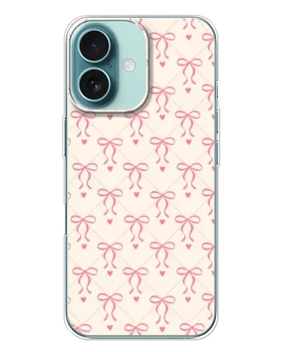 Чехол для iPhone 16 Plus с картинкой «Розовые бантики Coquette» Чехол для iPhone 16 Plus с картинкой «Розовые бантики Coquette»
