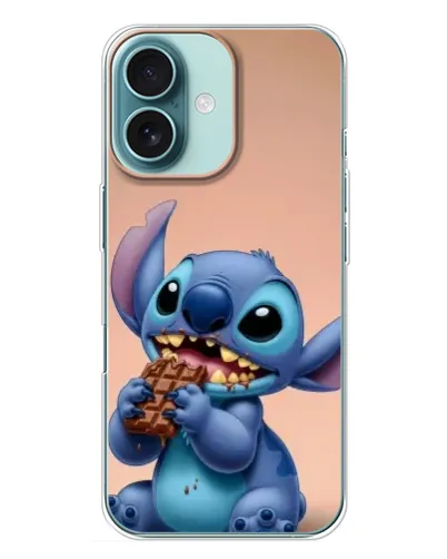 Чохол для iPhone 16 Plus з картинкою «Стіч їсть шоколад»
