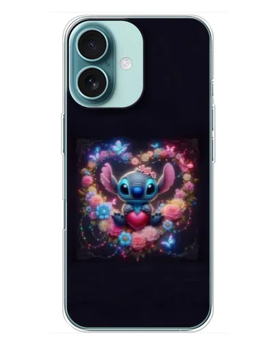 Чохол для iPhone 16 Plus з картинкою «Stitch у квітах»