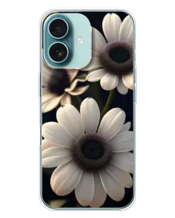 Чехол для iPhone 16 Plus с картинкой «Белые маргаритки макро»