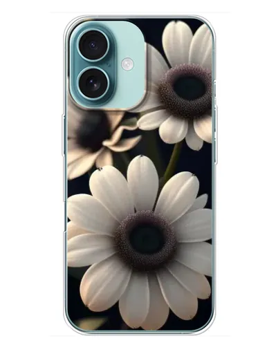 Чехол для iPhone 16 Plus с картинкой «Белые маргаритки макро»