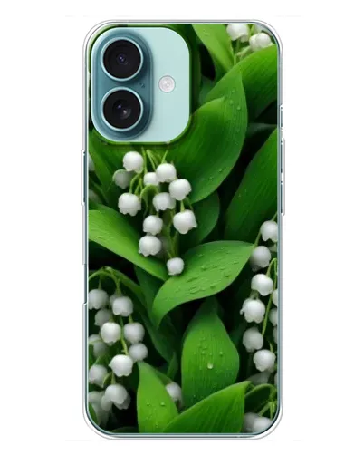 Чехол для iPhone 16 Plus с картинкой «Ландыши в зелени»