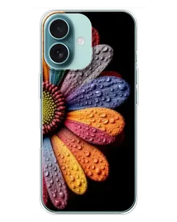 Чехол для iPhone 16 Plus с картинкой «Радужный цветок»