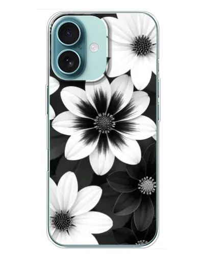 Чехол для iPhone 16 Plus с картинкой «Монохромные астры»