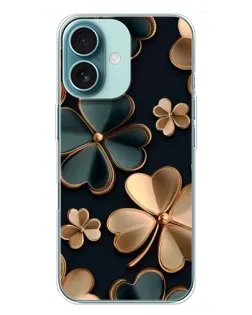 Чехол для iPhone 16 Plus с картинкой «Клевер в золоте»