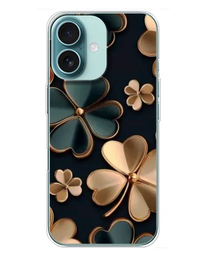 Чехол для iPhone 16 Plus с картинкой «Клевер в золоте»