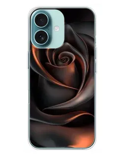 Чехол для iPhone 16 Plus с картинкой «Шелковая черная роза»