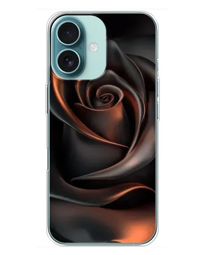 Чехол для iPhone 16 Plus с картинкой «Шелковая черная роза»
