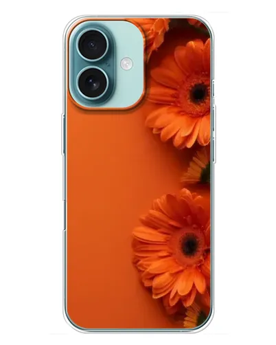 Чехол для iPhone 16 Plus с картинкой «Оранжевые герберы»