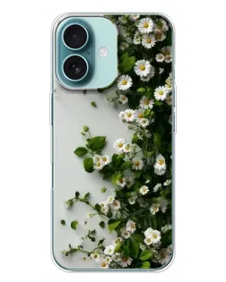 Чехол для iPhone 16 Plus с картинкой «Ветка мелких белых цветов»