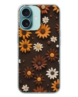 Чехол для iPhone 16 Plus с картинкой «Узор из маленьких подсолнухов»