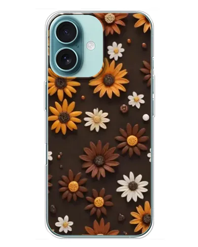 Чехол для iPhone 16 Plus с картинкой «Узор из маленьких подсолнухов»