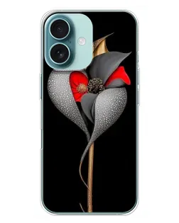 Чохол для iPhone 16 Plus з картинкою «Срібна фантазійна квітка»