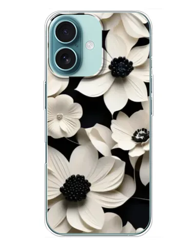 Чехол для iPhone 16 Plus с картинкой «Объемные белые цветы»