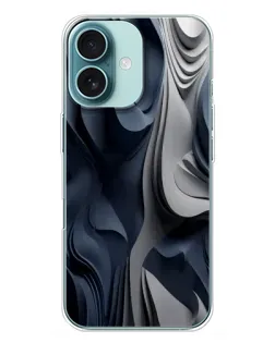 Чехол для iPhone 16 Plus с картинкой «Объемные синие складки» Чехол для iPhone 16 Plus с картинкой «Объемные синие складки»