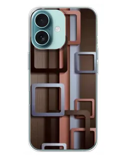 Чехол для iPhone 16 Plus с картинкой «Коричневые объемные квадраты» Чехол для iPhone 16 Plus с картинкой «Коричневые объемные квадраты»