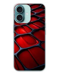 Чехол для iPhone 16 Plus с картинкой «Красная глянцевая сетка» Чехол для iPhone 16 Plus с картинкой «Красная глянцевая сетка»