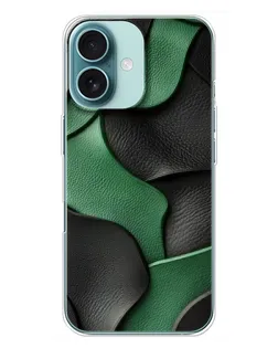 Чехол для iPhone 16 Plus с картинкой «Зеленые кожаные волны» Чехол для iPhone 16 Plus с картинкой «Зеленые кожаные волны»