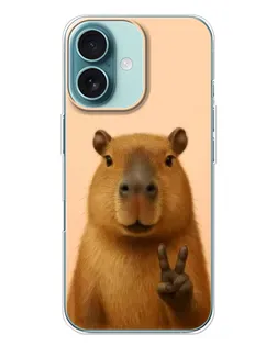 Чехол для iPhone 16 Plus с картинкой «Капибара виктория»