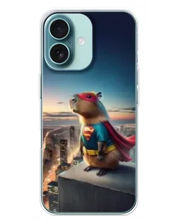 Чехол для iPhone 16 Plus с картинкой «Капи-мен супергерой»