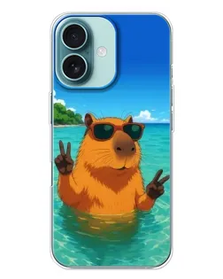 Чехол для iPhone 16 Plus с картинкой «Морская капибара»