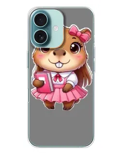 Чехол для iPhone 16 Plus с картинкой «Девочка капибара»