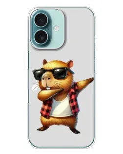 Чехол для iPhone 16 Plus с картинкой «Капибара рэпер даб»
